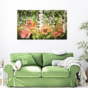 Fine Art print of Aspen Trees and Poppy Flowers image 3