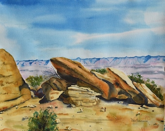 Art Print of Southwest Desert Red Rocks from my Original Landscape Watercolor Painting