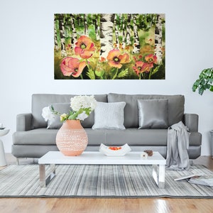 Fine Art print of Aspen Trees and Poppy Flowers image 5