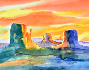 Monument Valley Print from Original Watercolor Painting.