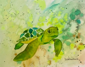 Original Sea Turtle Watercolor Painting