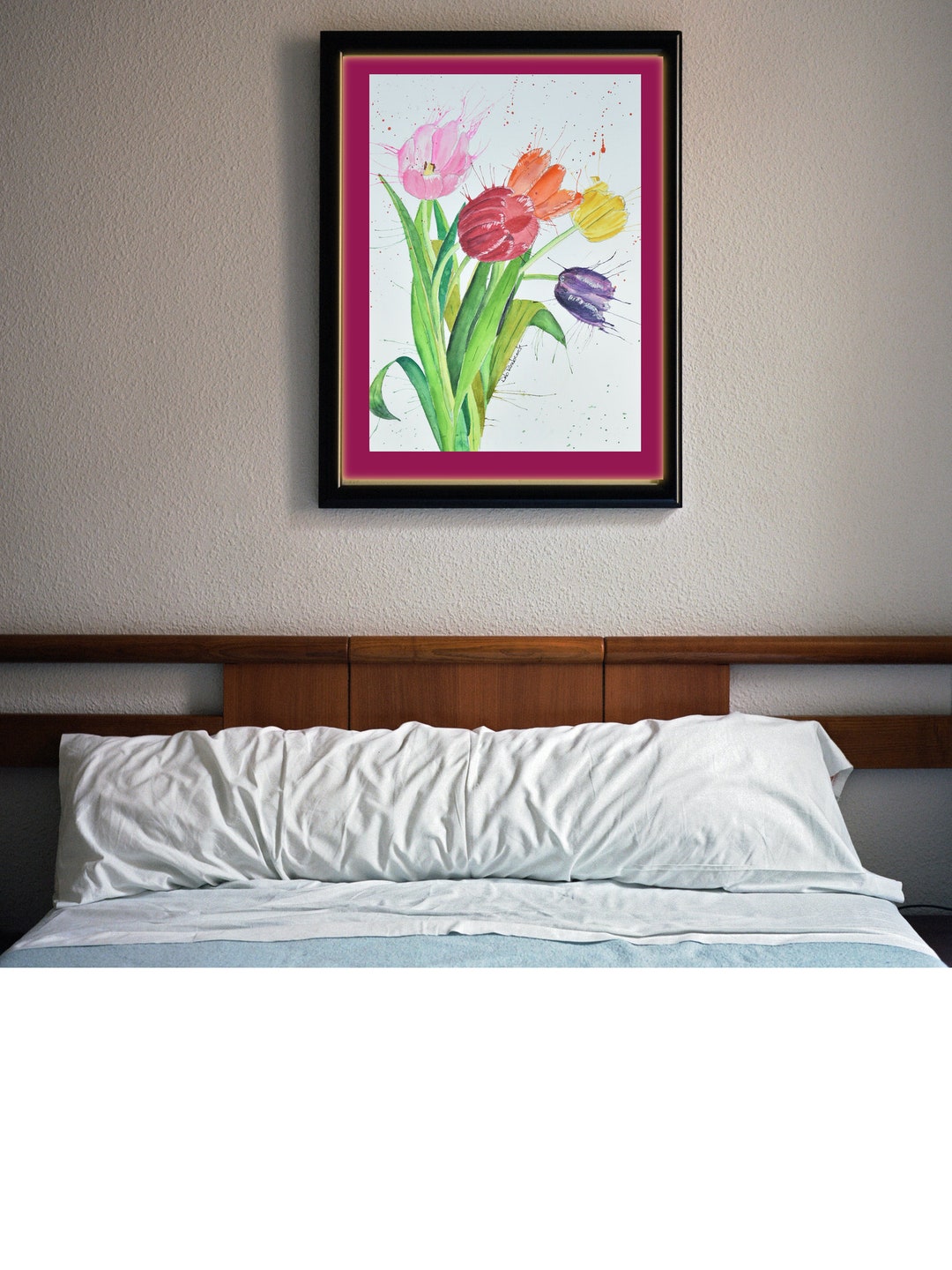 Spring Tulip Floral Watercolor Art Print: Vibrant Botanical Wall Decor ...
