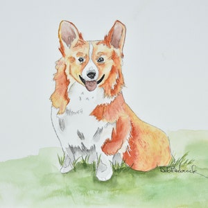 CORGI original watercolor painting image 1