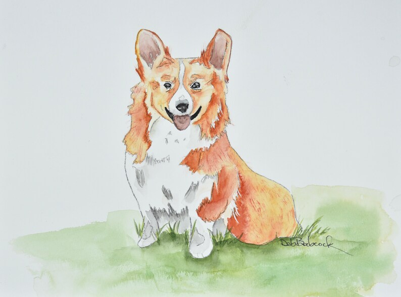 CORGI original watercolor painting image 1