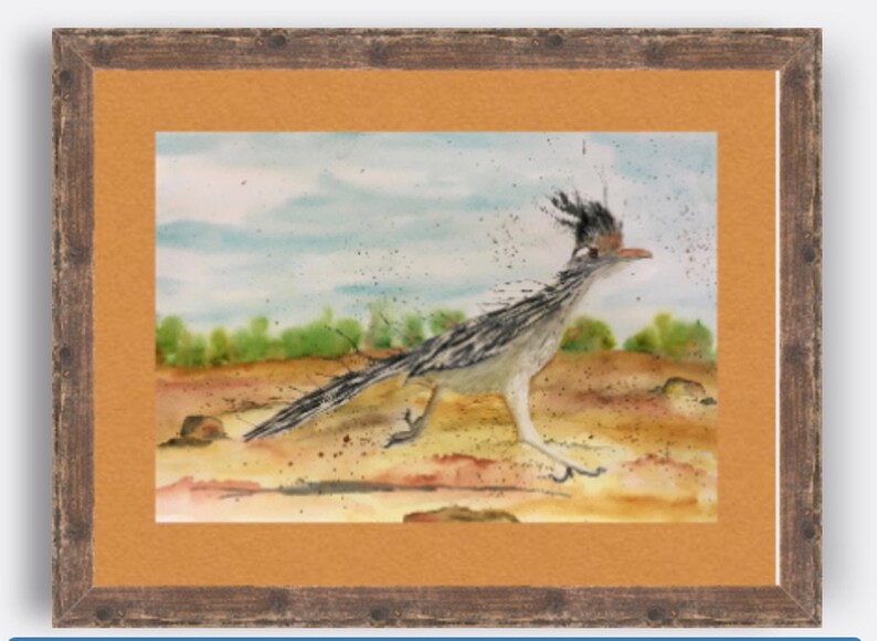 Print of Roadrunner from my Painting Original Watercolor, Desert Southwestern Decor, Southwest Art Bird Wall Art, Road runner bird image 4