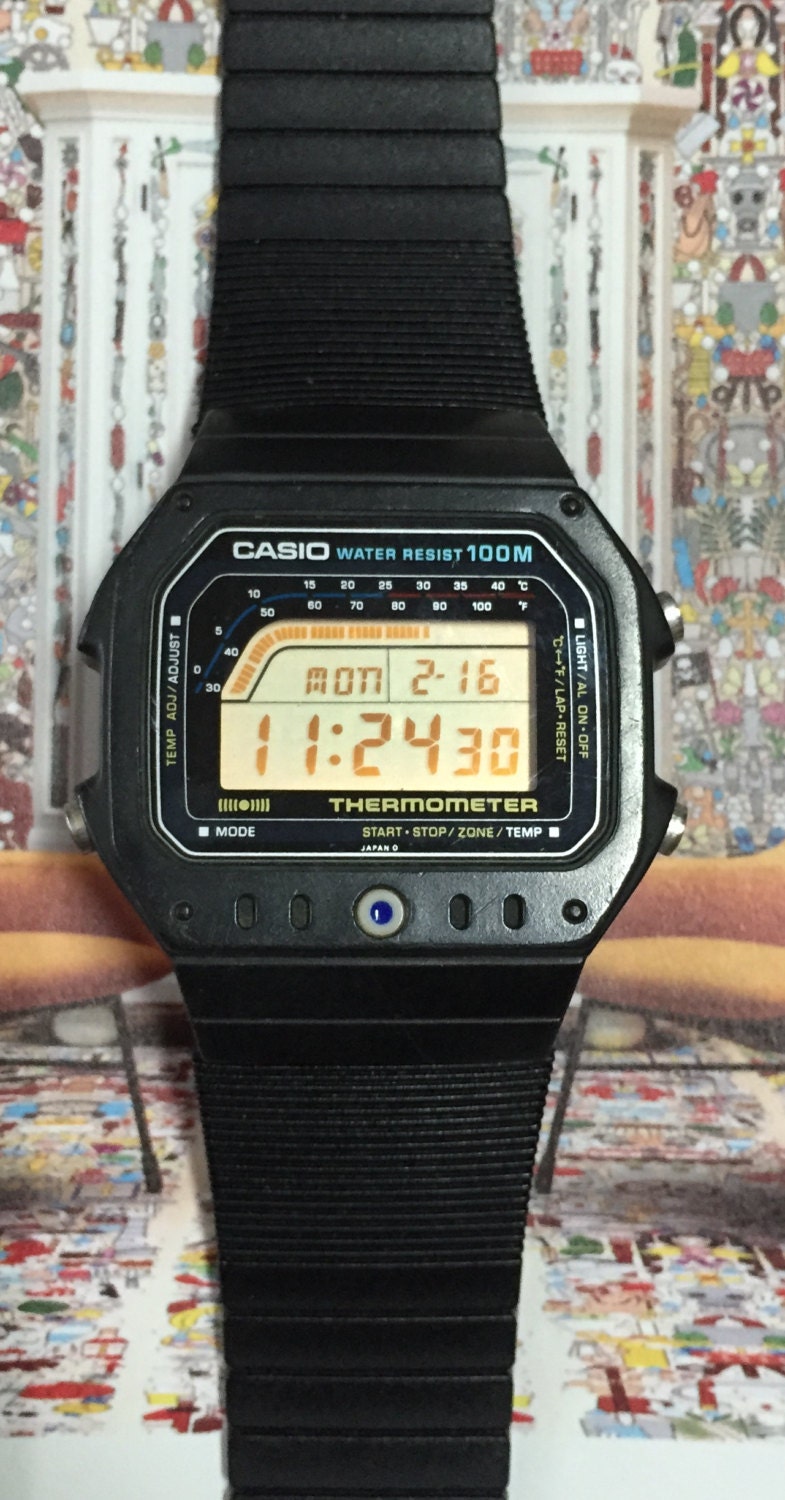 1980s Vintage CASIO Thermometer TS-1000 Watch Super Rare - UK