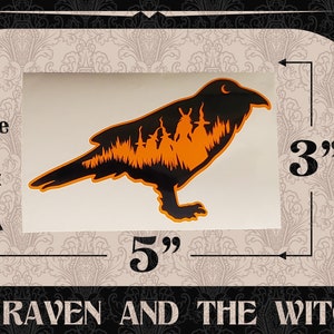 The Raven and the Witch Orange and Black Permanent Layered Vinyl Sticker
