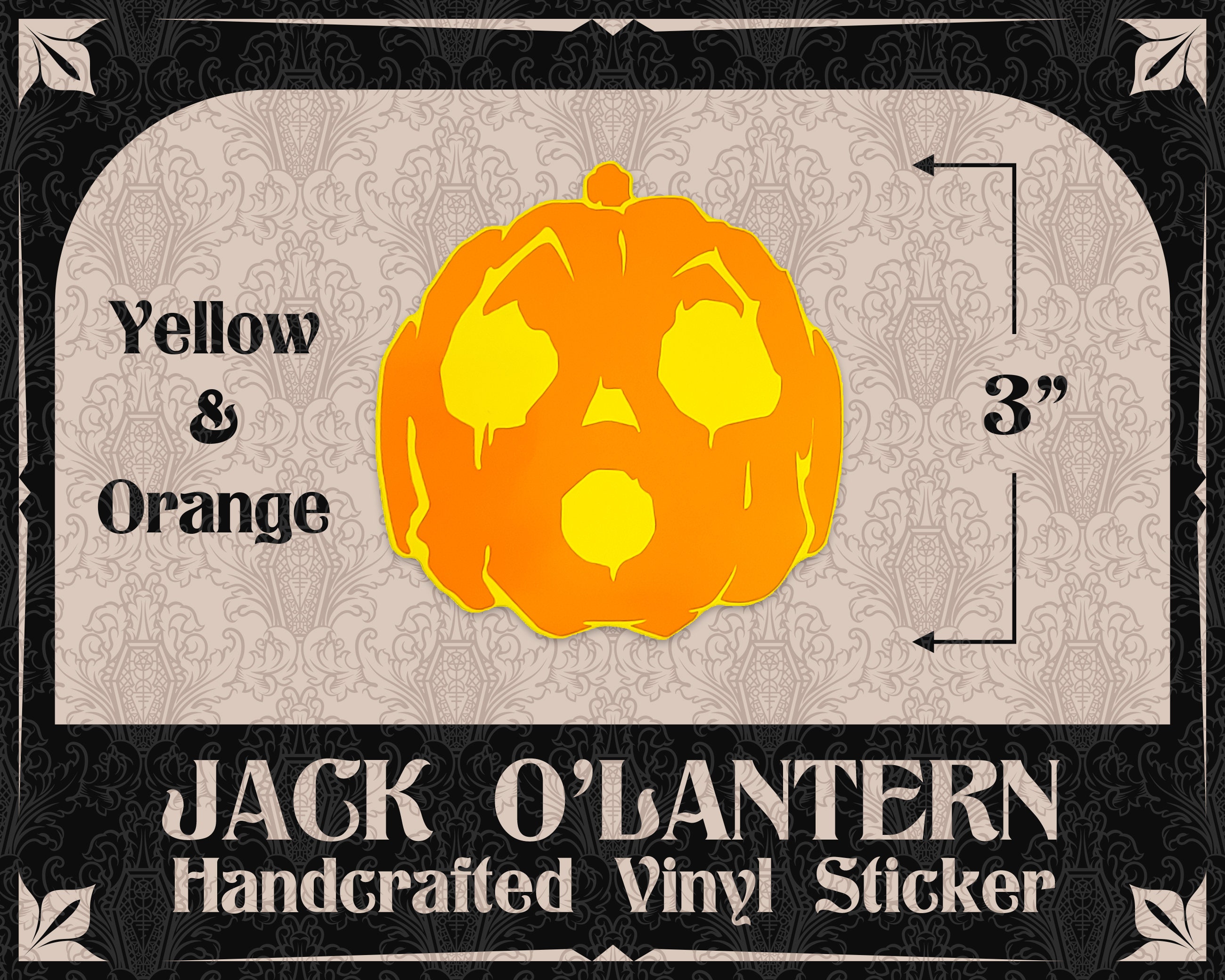 Jack Olantern 5 Yellow and Orange Layered Permanent Vinyl Sticker Decal 