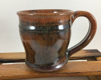 Brown Stoneware Pottery 10 Ounce Mug, Ready to Ship!