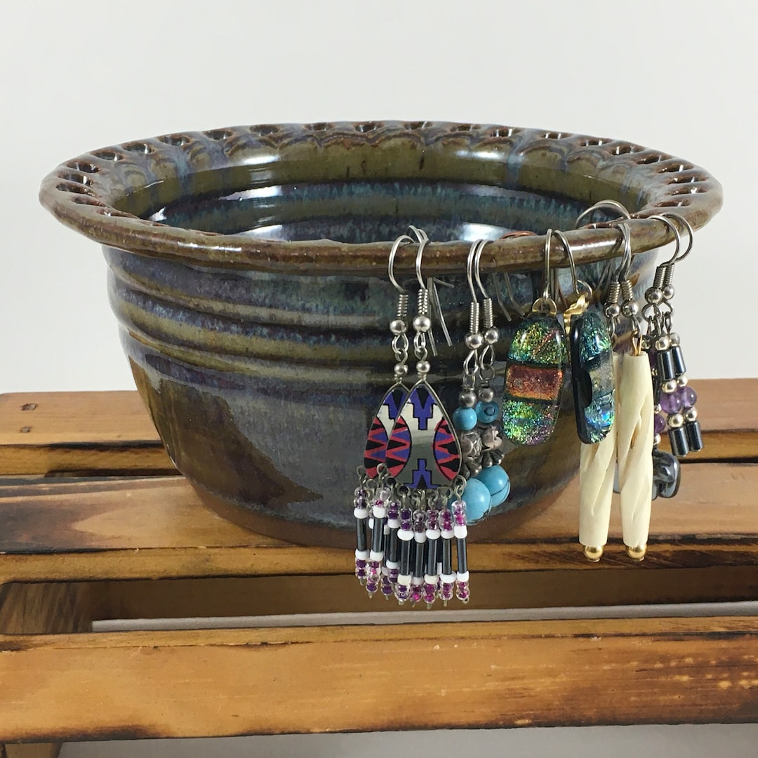 Earring Holder, Pottery Jewelry Holder, Stoneware Earring Bowl
