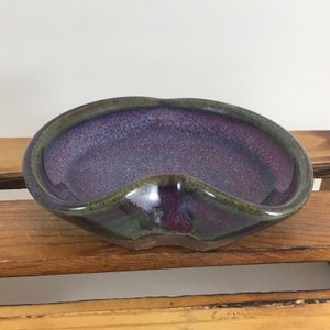 Purple Pottery Heart Dish, Valentine Gift, Earring Holder, Ceramic Jewelry Dish, Ring Tray, Ready to Ship image 7