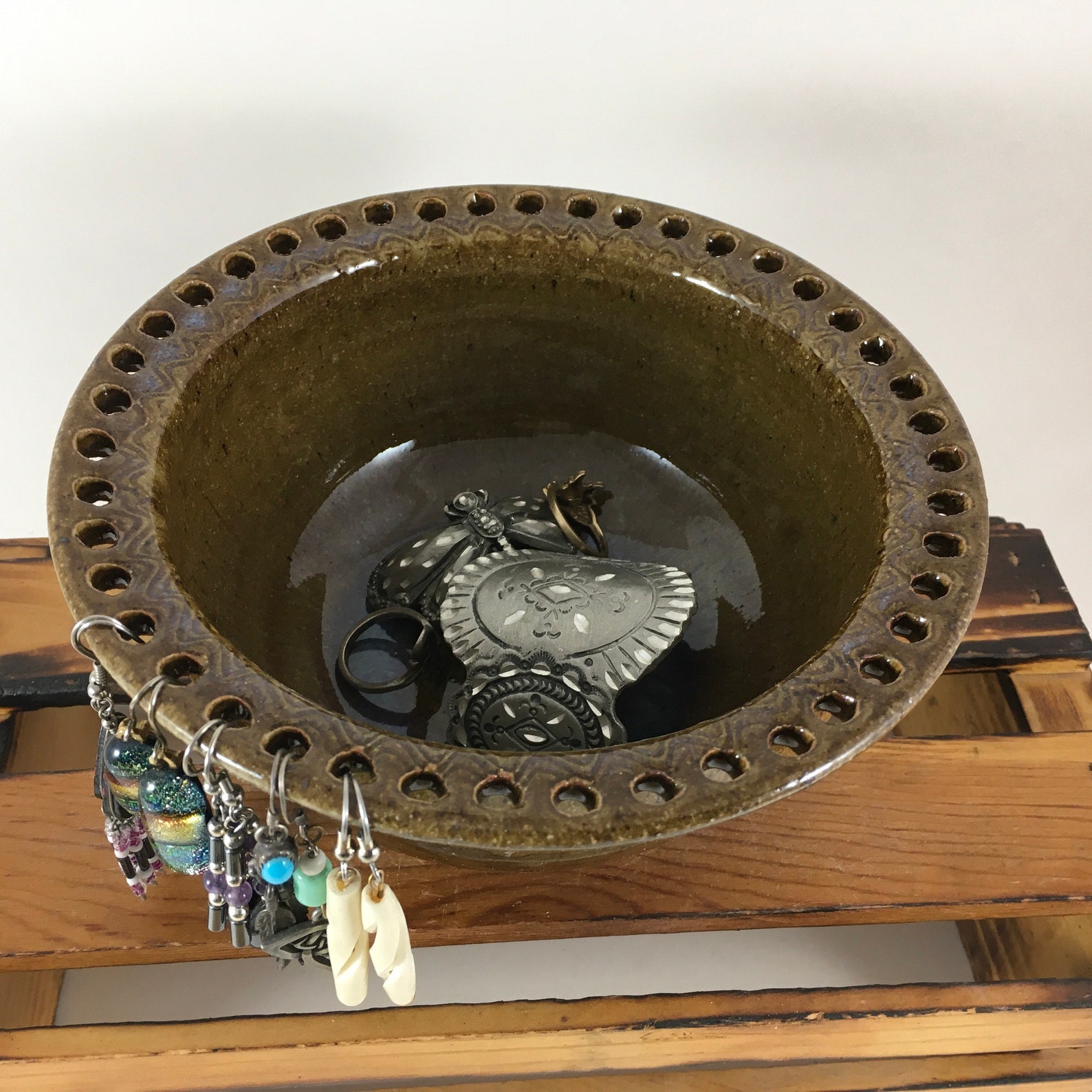 Jewelry Organizer Pottery Jewelry Bowl Earring Holder Etsy