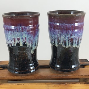 2 Pottery Tumblers, Set of 2 Ceramic Water Glasses, Stoneware Drinking Glasses, Ready to Ship!
