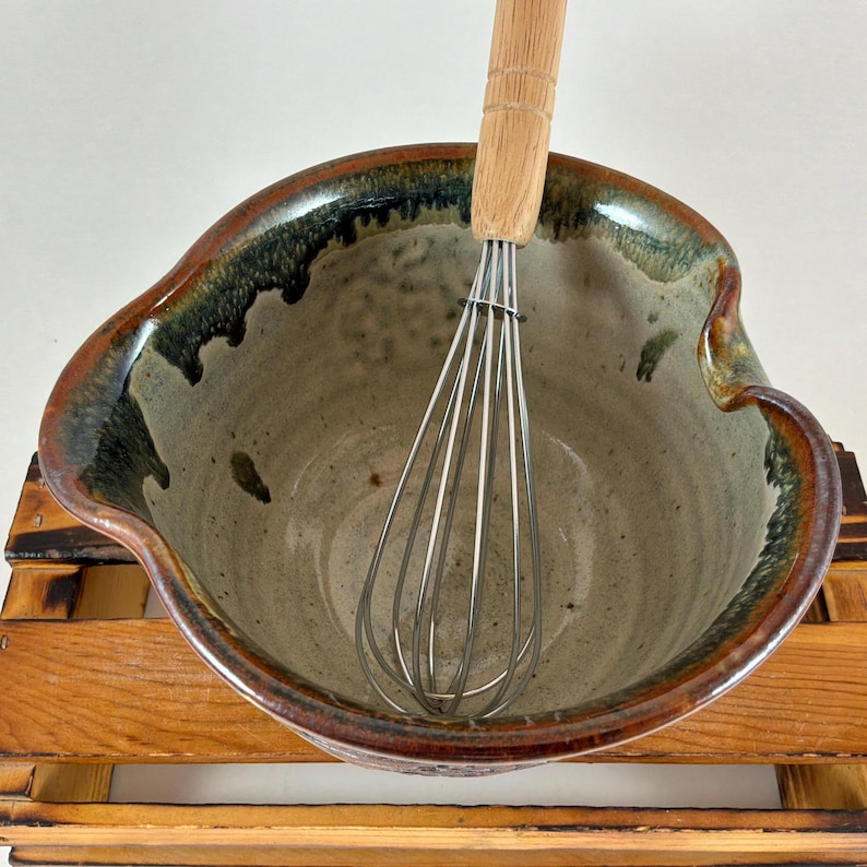 Pinecone Batter Bowl with Wire Whisk, Stoneware Mixing Bowl, Ready to Ship! image 8