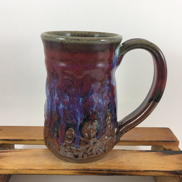 Multicolored Pottery Mug, Ceramic Coffee Cup, 14 Ounce Stoneware Mug, Handcrafted Mug, Ready to Ship!