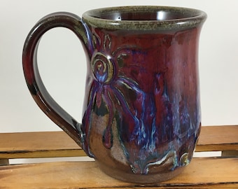 Colorful Stoneware 12 Ounce Mug, Ceramic Coffee Cup, Ready to Ship!