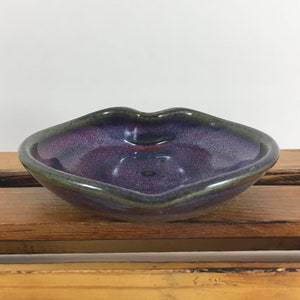 Purple Pottery Heart Dish, Valentine Gift, Earring Holder, Ceramic Jewelry Dish, Ring Tray, Ready to Ship image 8