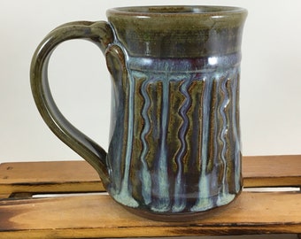 10 Ounce Pottery Coffee Mug, Handmade Mug, Blue Ceramic Cup, Stoneware Mug, Pottery Mug, Ceramic Mug, Ready to Ship