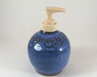 Ceramic Dispenser, Pottery Soap or Lotion Dispenser, Blue Lotion Bottle, Stoneware Dispenser, Handmade Pottery, Ready to Ship