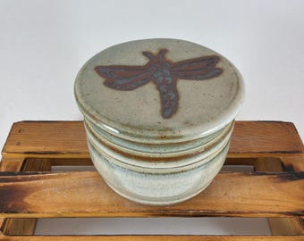 Dragonfly Butter Keeper, Hand Thrown Pottery, In Stock and Ready to Ship!