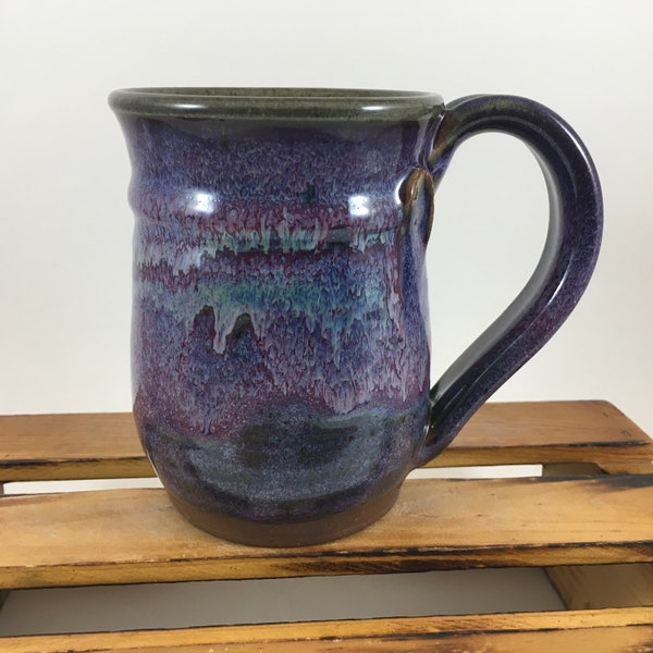 Purple Pottery Mug, 10 Ounce Stoneware Cup, In Stock, Ready to Ship!