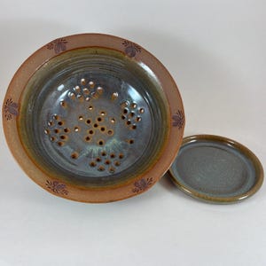 Pottery Berry Bowl, Pinecone Pottery Strainer, Colander, Ready to Ship!