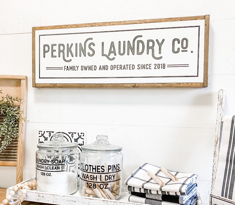Family Name Laundry Sign Laundry Room Decor Laundry Room Etsy