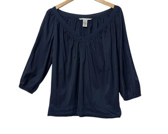 Diane Von Furstenberg Damen Pintuck Bluse Größe 12 Weithalsausschnitt