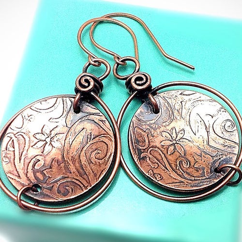 Wire Wrapped Jewelry. Copper Earrings. Double Copper Wire Etsy