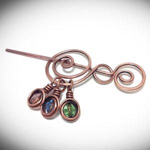 Wirewrapped jewelry, wire jewelry, Scarf Pin, Copper brooch/scarf pin with Swarovski Crystal. Handcrafted. Wire wrap. Mother's Day