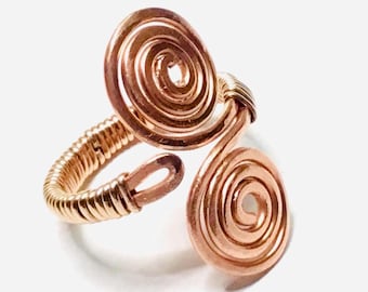 Adjustable double "S"  Copper Swirl Ring.