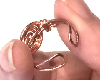 Adustable ring. Pure copper wire wrapped with open back for adjustability.