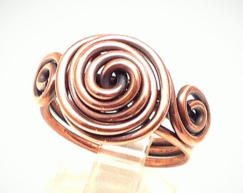 Wire wrapped ring. Copper wire ring. Wire jewelry. Copper wire ring, crescent copper ring,