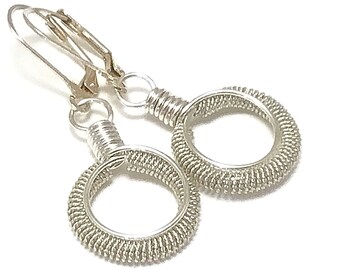 Sterling Silver Coiled Hoop Earrings: Wire Wrapped Jewelry