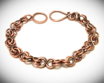 Handcrafted Copper Bracelet: Unisex Wire Wrapped "S" Link Chain