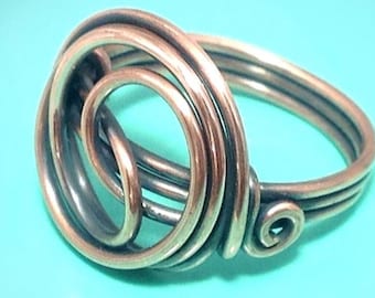 Unity ring.  Copper wire wrapped statement ring