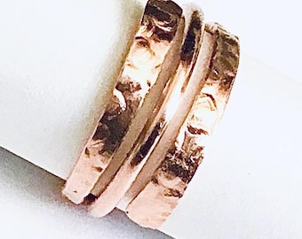 Textured pure copper ring band.