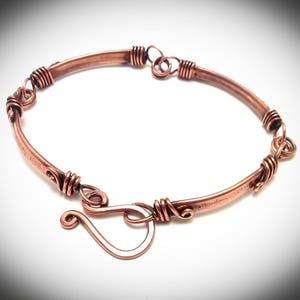 Handcrafted Copper Panel Bracelet: Wire Wrapped Bangle