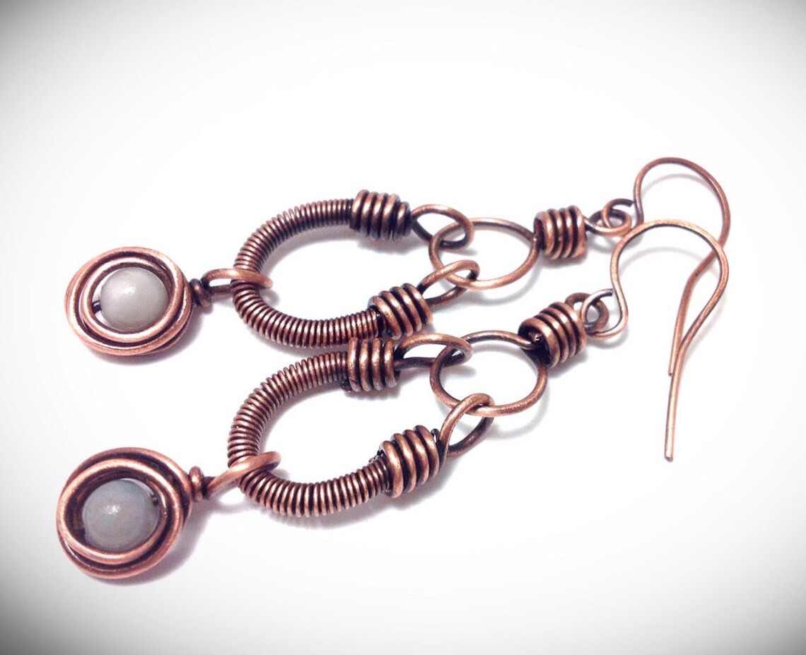 Horseshoe Coiled Antiqued Copper Wirewrapped Earrings With Etsy UK
