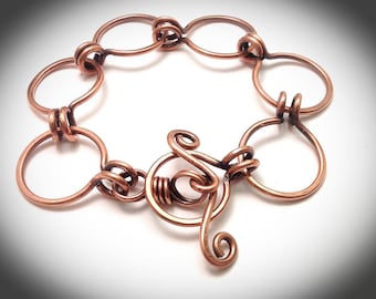 Large Link Copper Chain Bracelet: Unisex Wire Jewelry