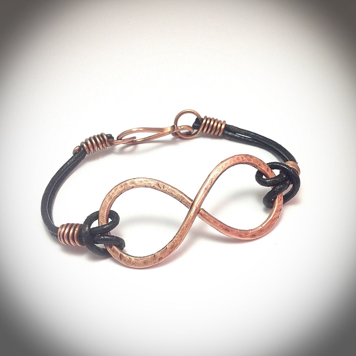 Men's Infinity Bracelet With Double Black Leather Cording Etsy