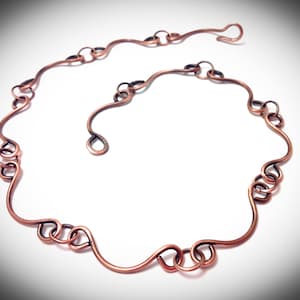 Wire wrapped jewelry, Necklace. Copper chain wIth jump rings. Scalloped chain linked necklace, Wire necklace, Handcrafted