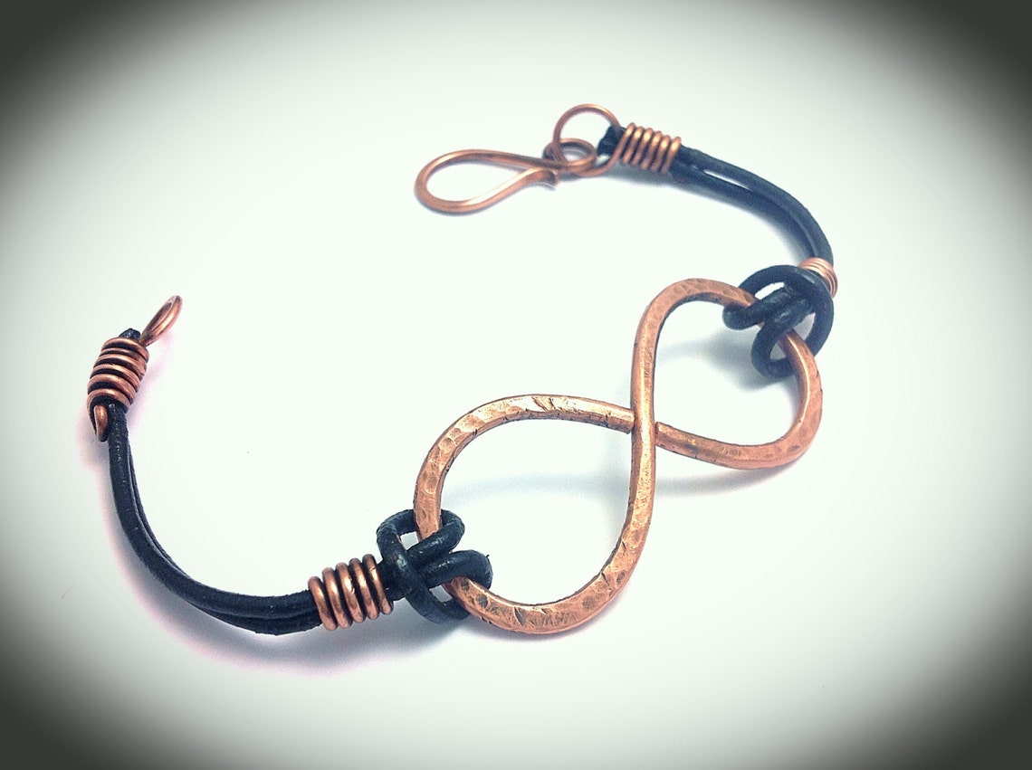 Men's Infinity Bracelet With Double Black Leather Cording Etsy