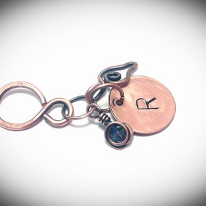 Personalized charm with birthstone in copper