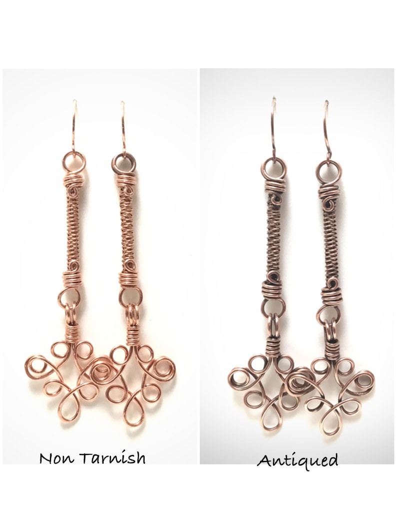 Coiled Wirewrapped Earrings. Hanging Earrings. Wire Jewelry. Etsy
