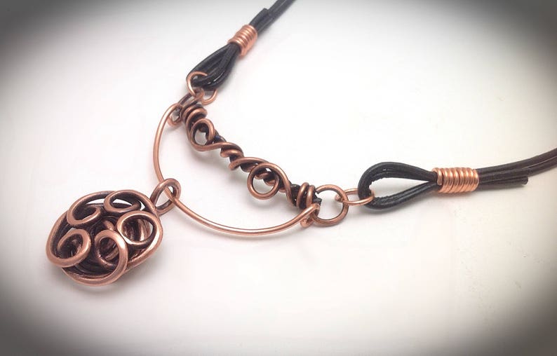 Wire Wrapped Jewelry Wire Necklace Copper Scribble Pendant Etsy UK