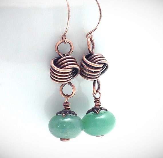 Wire Wrapped Earrings. Wire Jewelry. Celtic Knot Hanging Earrings