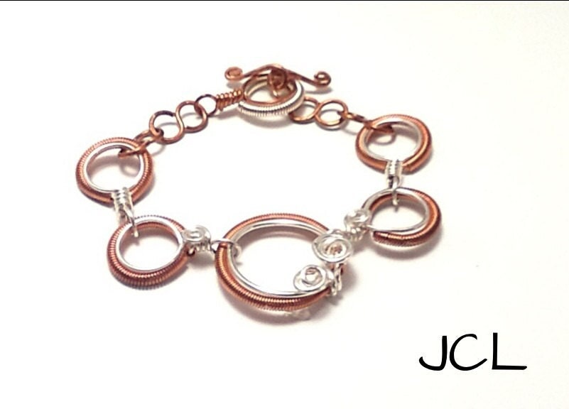 Two-toned Copper & Sterling Silver Link Bracelet