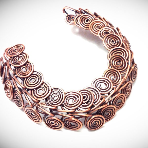 Copper wire jewelry. Wirewrap bracelet. Wire wrapping. Egyptian Coil Wirewrapped Copper Bracelet