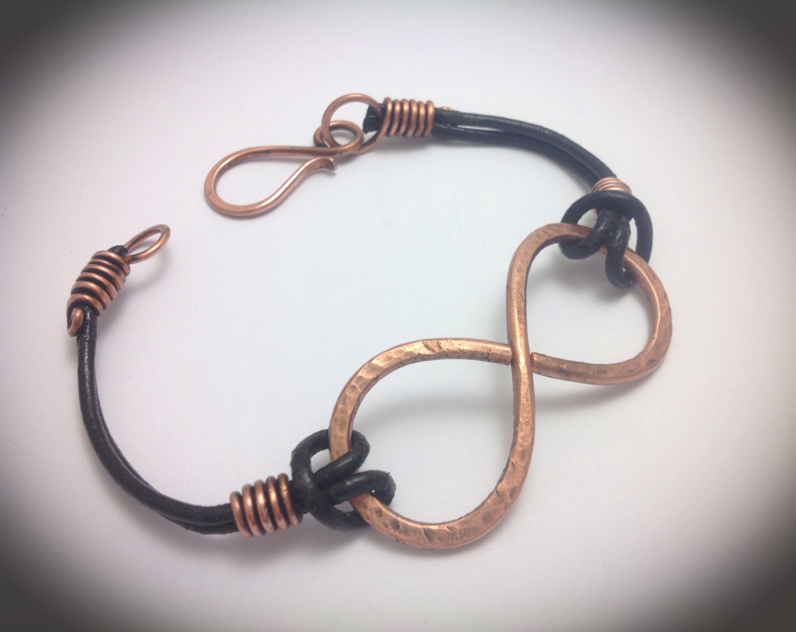 Men's Infinity Bracelet With Double Black Leather Cording Etsy